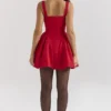 Bunny Holly rode crêpe mini-jurk