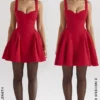 Bunny Holly rode crêpe mini-jurk