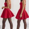 Bunny Holly rode crêpe mini-jurk