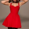 Bunny Holly rode crêpe mini-jurk