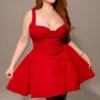 Bunny Holly rode crêpe mini-jurk
