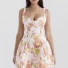 Bunny Peach Poppy Print Twill Mini Jurk