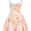 Bunny Peach Poppy Print Twill Mini Jurk
