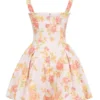 Bunny Peach Poppy Print Twill Mini Jurk
