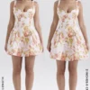 Bunny Peach Poppy Print Twill Mini Jurk