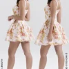 Bunny Peach Poppy Print Twill Mini Jurk