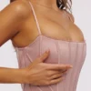 Cadie roze satijnkorset