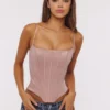 Cadie roze satijnkorset