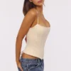 Cadie Vintage ivoorkleurige satijnen korsetten-top
