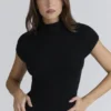 Caia Zwarte bouclé-tops van wol