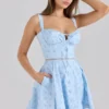 Calia blauwe mini-jurk van stretchkatoen met bloemenprint