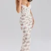Calista Crème Rozenprint Mesh Maxi-jurk