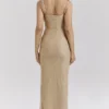 Calla maxi-jurk met zeeparelversiering