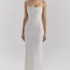 Calla zilveren maxi-jurk met parelversiering
