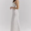 Calla zilveren maxi-jurk met parelversiering
