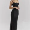 Calla zwarte maxi-jurk met parelversiering