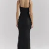 Calla zwarte maxi-jurk met parelversiering