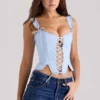 Callie Blue Rose omkeerbare katoen top met korset