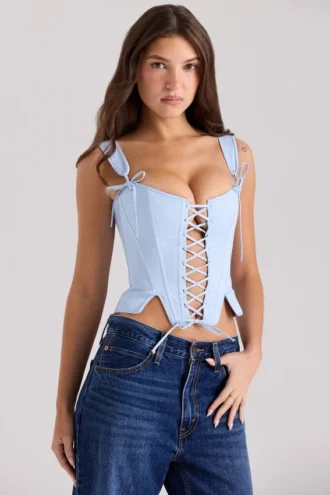 Callie Blue Rose omkeerbare katoen top met korset