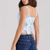 Callie Blue Rose omkeerbare katoen top met korset