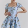 Callie Blue Rose omkeerbare katoen top met korset