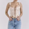 Callie Crème Vintage Bloemenprint Katoenen Korsetten Top