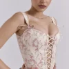 Callie Crème Vintage Bloemenprint Katoenen Korsetten Top