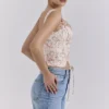 Callie Crème Vintage Bloemenprint Katoenen Korsetten Top