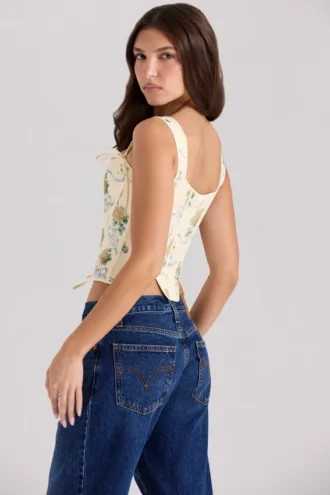 Callie Lemon Rose Print omkeerbaar katoen korset