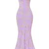 Capriana  Orchid Jacquard satijnen avondjurk