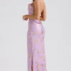 Capriana  Orchid Jacquard satijnen avondjurk