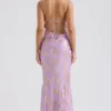 Capriana  Orchid Jacquard satijnen avondjurk