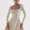 Caprice Crème Dainty Gebreide Mini-jurk