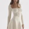 Caprice Crème Dainty Gebreide Mini-jurk