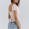 Cara roze kanten peplumtop
