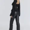 Cara Zwarte Georgette Peplumtop met Lange Mouwen