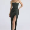 Carelle Emerald satijnen strapless maxi-jurk