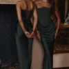 Carelle Emerald satijnen strapless maxi-jurk