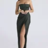 Carelle Emerald satijnen strapless maxi-jurk