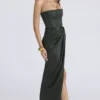 Carelle Emerald satijnen strapless maxi-jurk