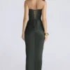 Carelle Emerald satijnen strapless maxi-jurk