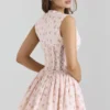 Carmel Roze Stretch Katoen Mini-jurk met Bloemenprint