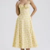 Carmen Buttercup vintage katoenen bustier-zomerjurk met bloemenprint