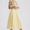 Carmen Buttercup vintage katoenen bustier-zomerjurk met bloemenprint