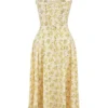Carmen Buttercup vintage katoenen bustier-zomerjurk met bloemenprint