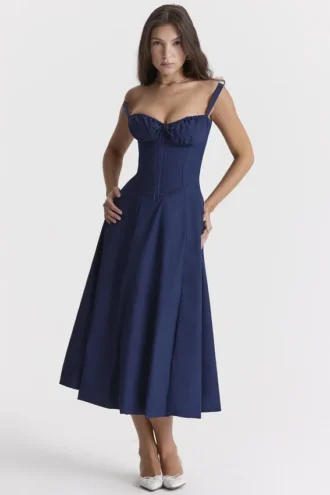 Carmen French Navy bustier-zomerjurk
