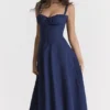 Carmen French Navy bustier-zomerjurk