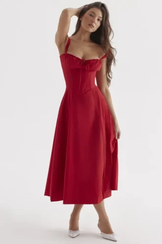 Carmen Red Rose bustier-zomerjurk