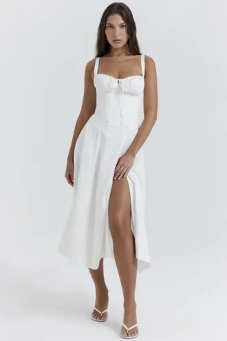 Carmen witte bustier-Zomerjurk