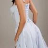 Carmen zachtblauwe katoenen bustier-Zomerjurk
